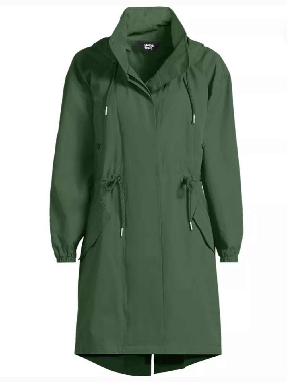 Lands End Women Army Green Hooded Trench Chore Coat Jacket Size Large NWT Roomy - Picture 7 of 12